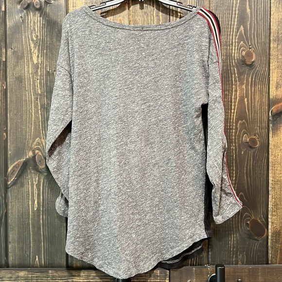 J. Crew Linen Tee M Color Block Striped Sleeve Cotton Blend Casual Preppy - Picture 7 of 9